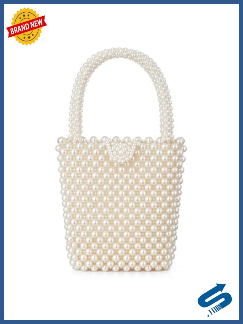 Acrylic Pearl Evening Clutch Tote - Bridal Handbag with Beaded Design, Fits